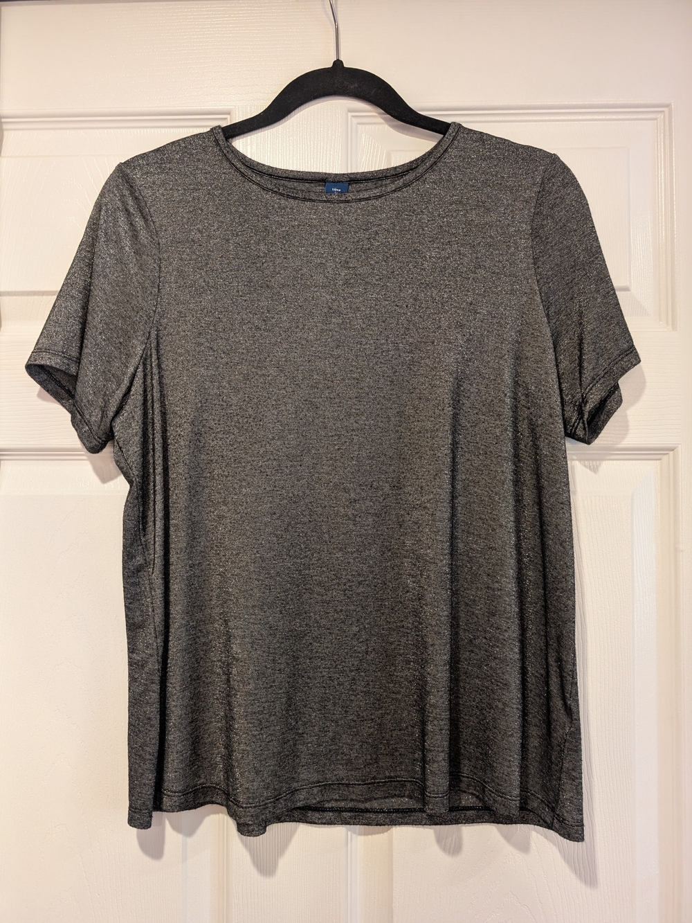 Women's Short Sleeve Charcoal Gray Silver Shimmer Metallic T-shirt